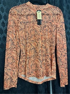 Floral Long-Sleeve Women's Mesh Top